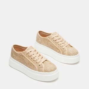Women's Tan Woven Sneakers